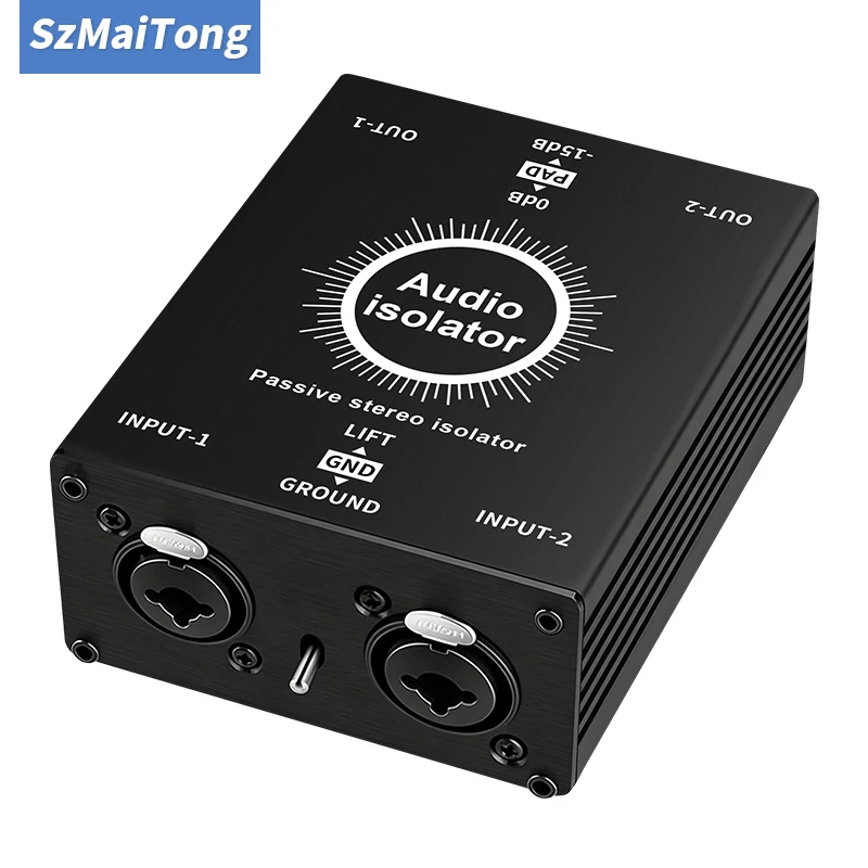 Professional XLR 6.35mm HiFi Stereo Ground Loop Isolator, Audio Noise Filter Hum Eliminator Box for Audio System