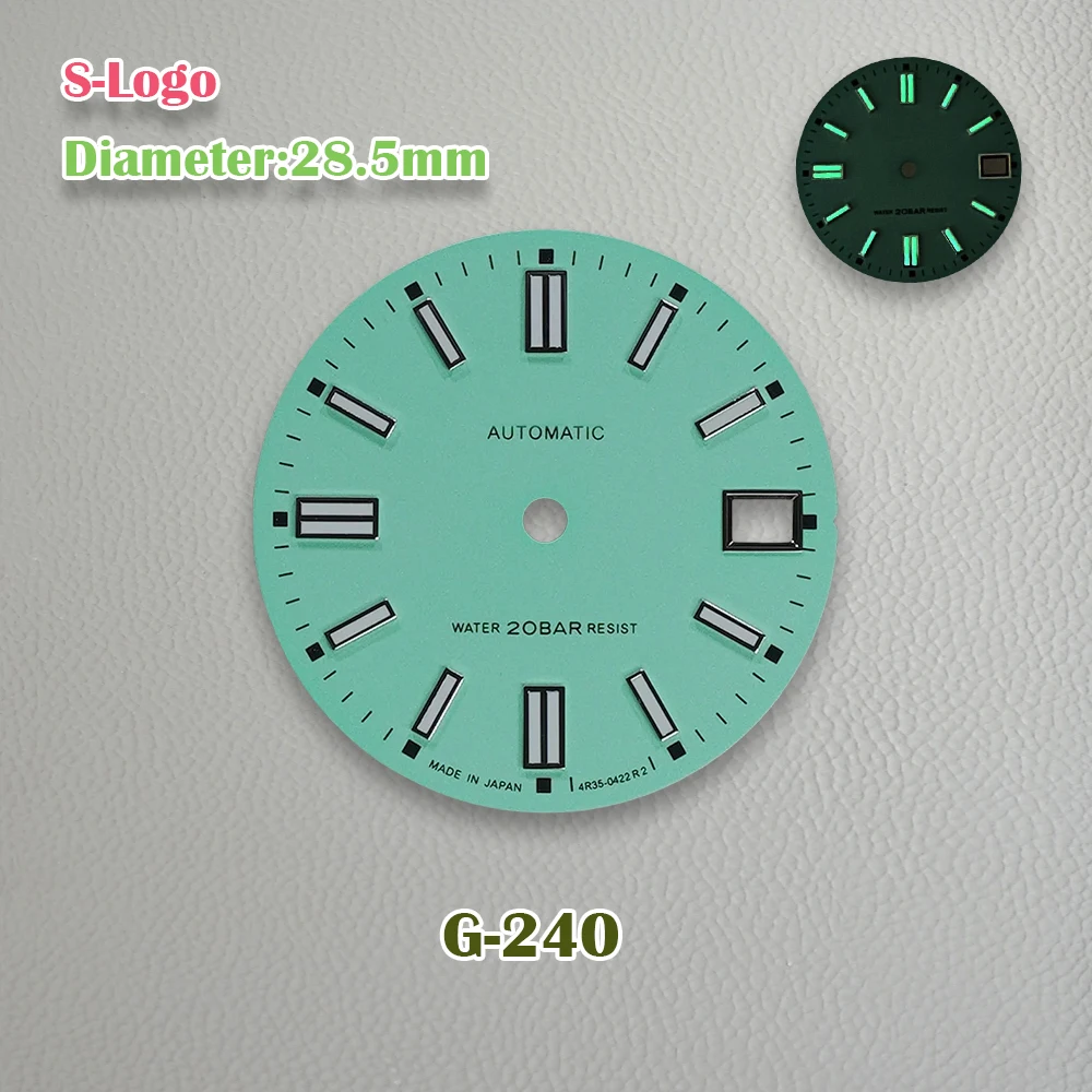 New 28.5mm S Logo NH35/NH36/4R/7S Dial  Suitable For  Japanese Automatic Movement C3 Green Luminous Watch Accessories ﻿