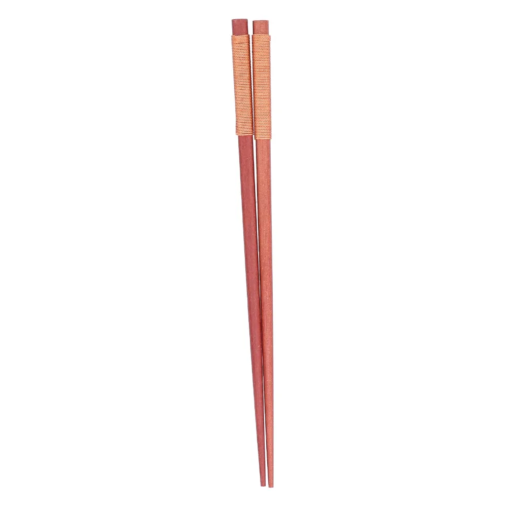 5Pairs Solid Wood Japanese Chopsticks Slender Wrapped Twine Handle Sushi Chopsticks Anti-slip Winding Texture Smooth