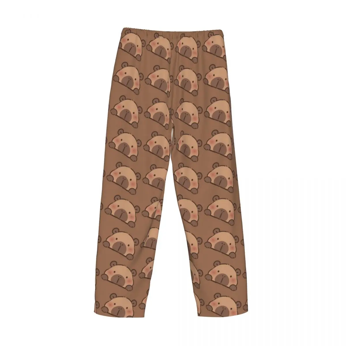 Custom Funny Capybara Pajama Pants for Men Lounge Sleep Drawstring Sleepwear Bottoms with Pockets