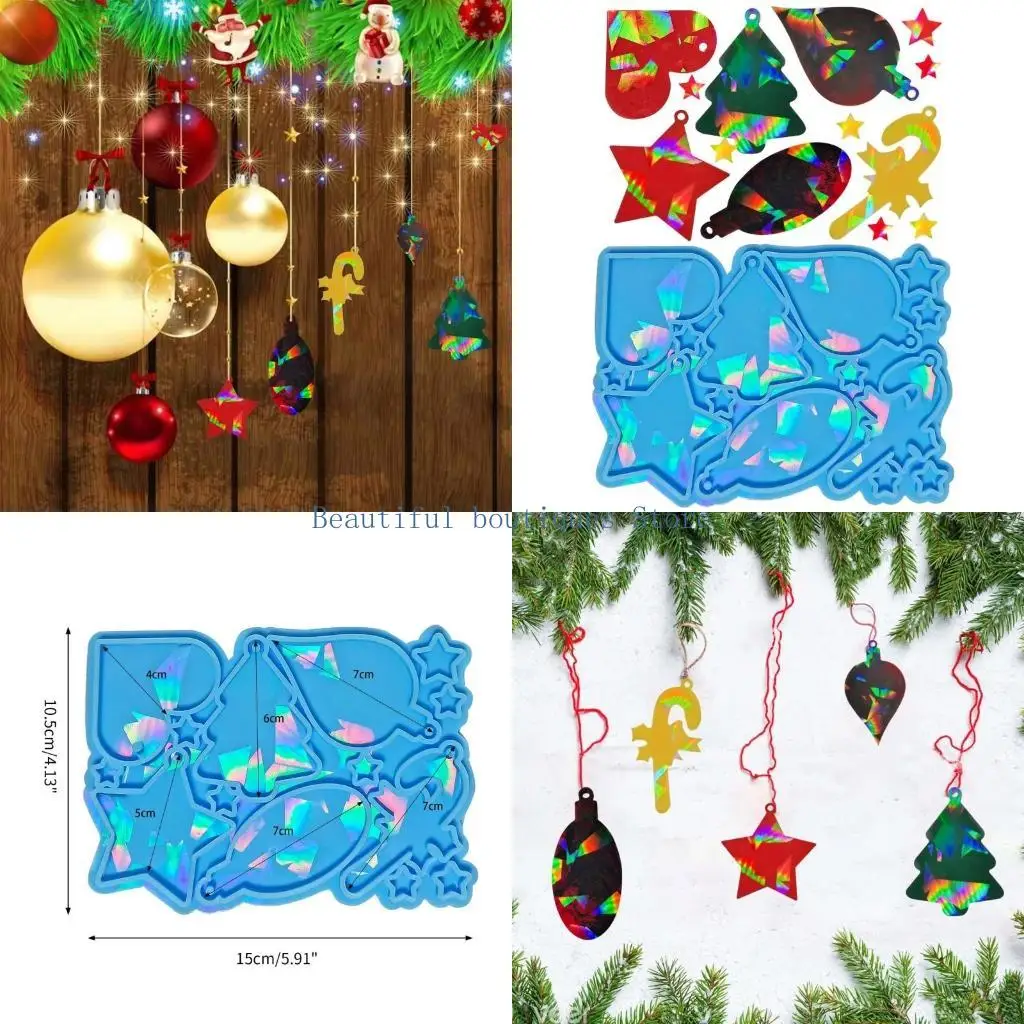 U4LF Christmas Pattern Mold Handmade Ornament Pendant Mold for DIY Keychain Jewelry