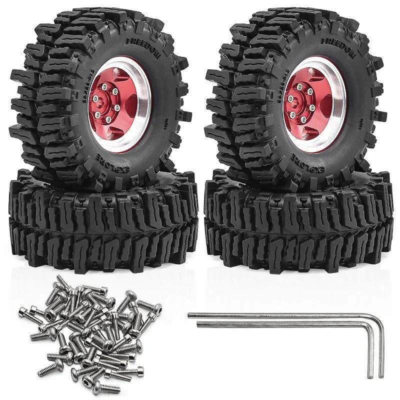 1.3 Beadlock Wielen en Banden voor RC Crawler Auto 1/18 TRX4M FCX18,1/24 SCX24 FCX24, RC Truck Wielen en Banden