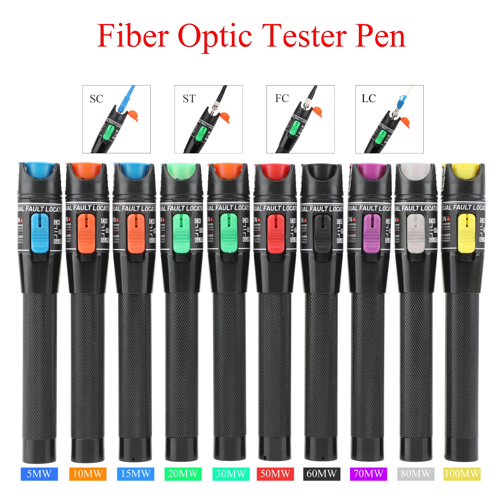 

Тестер оптоволокна (США) 5/10/20/30/50/80/100 мВт, инструмент для тестирования FTTH, регулируемый красный свет для SC/FC/ST