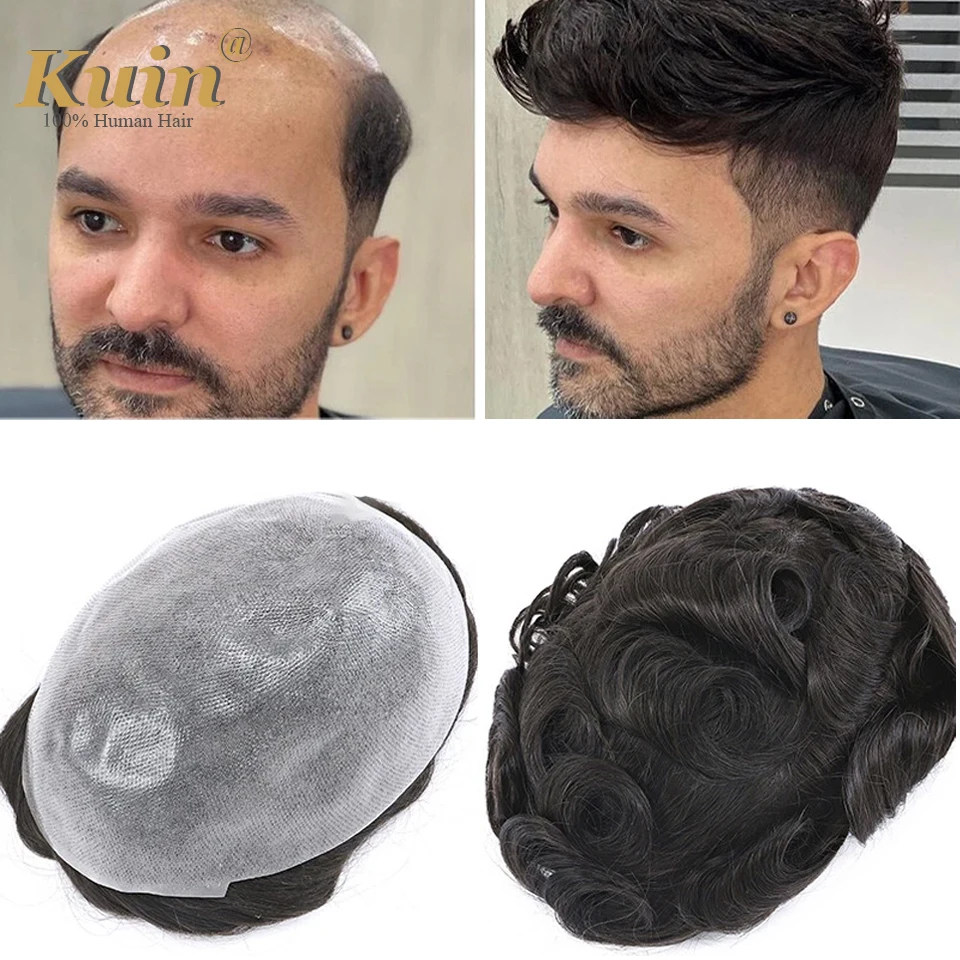 

Male Hair Prosthesis 0.1mm V Loop Skin Toupee Men Natural Invisible Wigs for Men 100% Hair System Unit Men Capillary Prosthesis