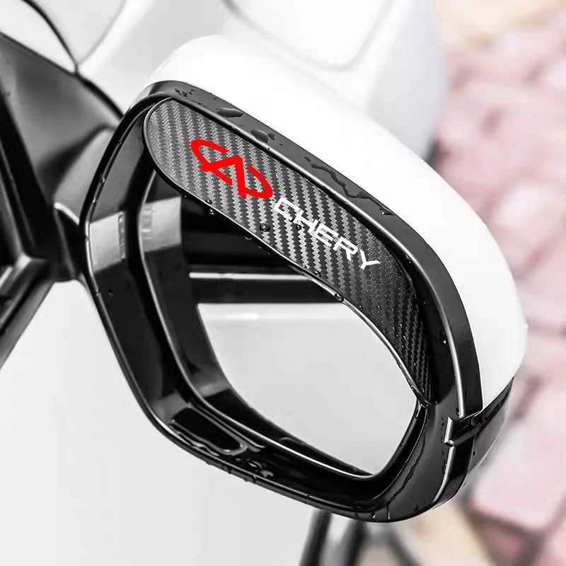 2Pcs Carbon Fiber Anti‑Rain Rearview Mirror Visor Shield For Chery Tiggo 7 Pro Tiggo 8 Pro Tiggo 9 Tiggo 5X Weather Guard Auto E