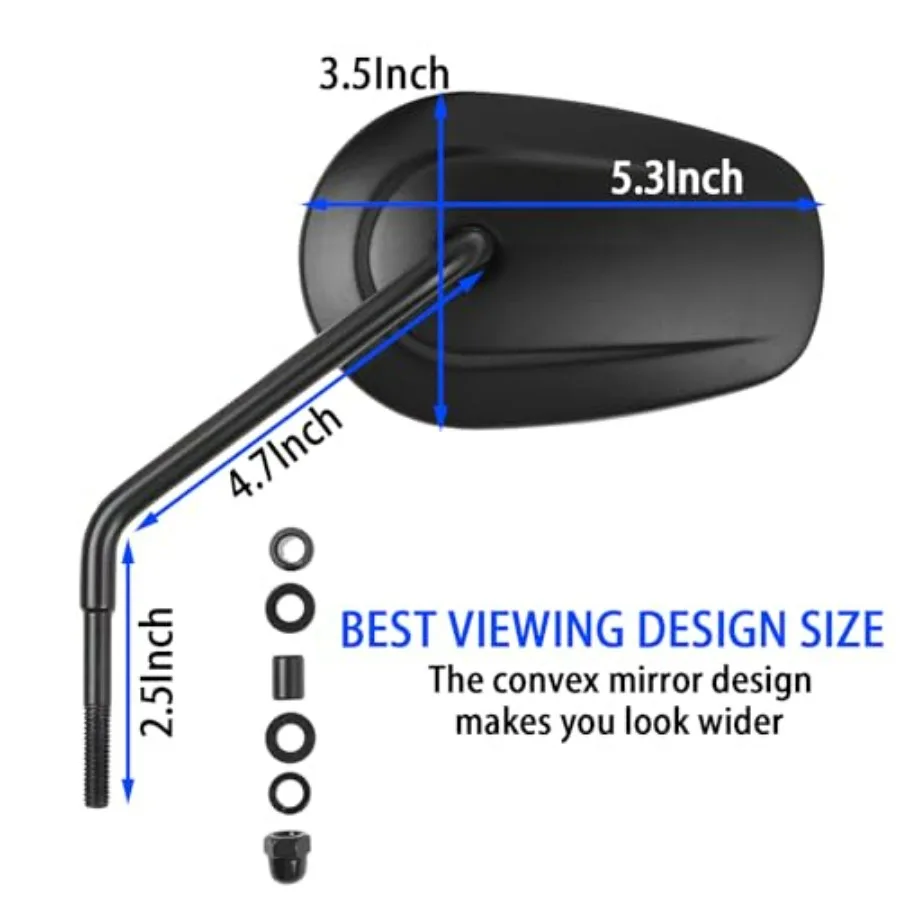 Rétroviseur de moto noir à 360 degrés, 8mm, adapté à Harley Davidson Road King CVO Road Street Electra Tri Dyna Softail Road