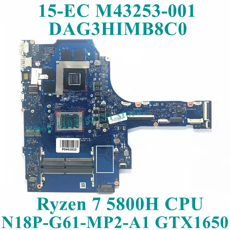 Para HP 15-EC Laptop Placa-mãe M43252-601 M43253-601 Com R5 5600H/R7 5800H CPU Mainboard DAG3HIMB8C0GTX1650 100% Funcionando Bem