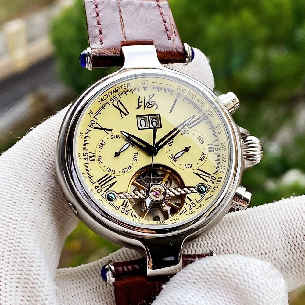 Vintage Shanghai Automatic Watch Men Mechanical Wristwatches Luxury Antique Chinese Clock Retro Watches 1963 Relojes Para Hombre