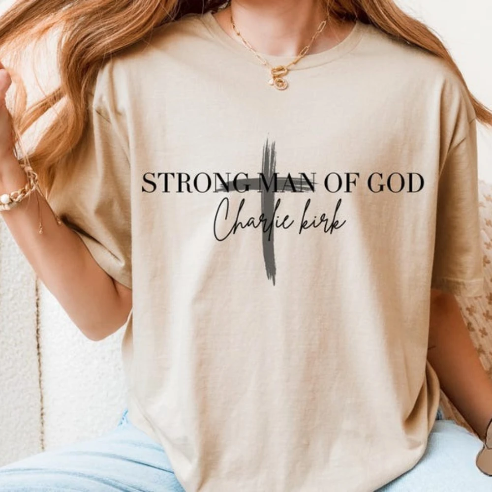 تشارلي كيرك تي شيرت الإيمان المسيحي التي شيرت الرجال المحافظين تي شيرت RIP تشارلي الوطني الأبدي ملابس الرجال النساء التذكارية