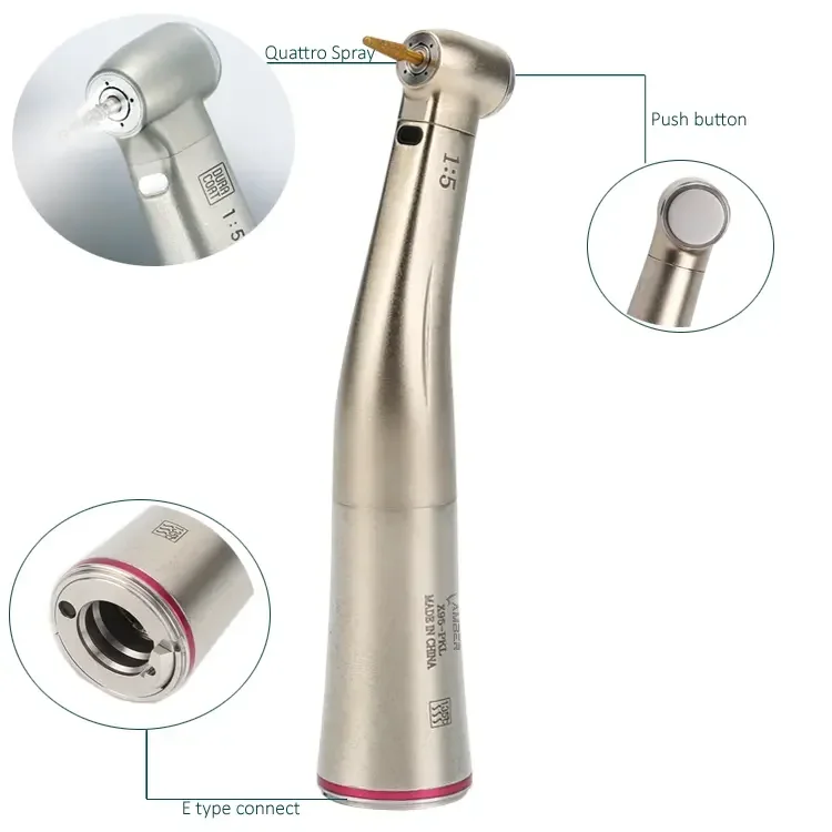 X95L Increasing Speed 1:5 Red Ring Internal Spray Fiber Optical Contra Angle Dentals Electric Micro Motor Teeth Denta Handpiece