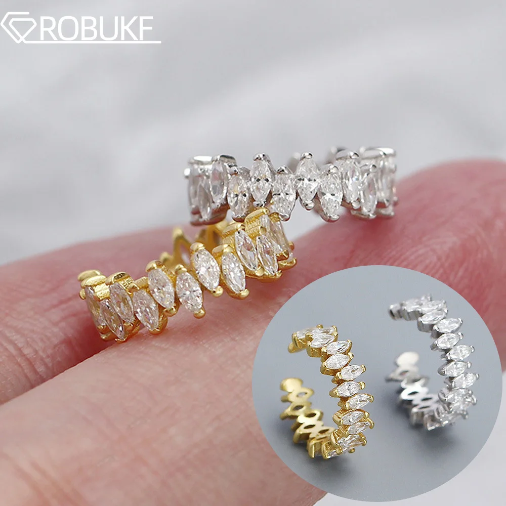 1.5*3mm Marquise Cut Moissanite Clip Earring for Women Certificate S925 Silver Plated 18K Gold Hiphop Stackable Ear Clip Jewelry