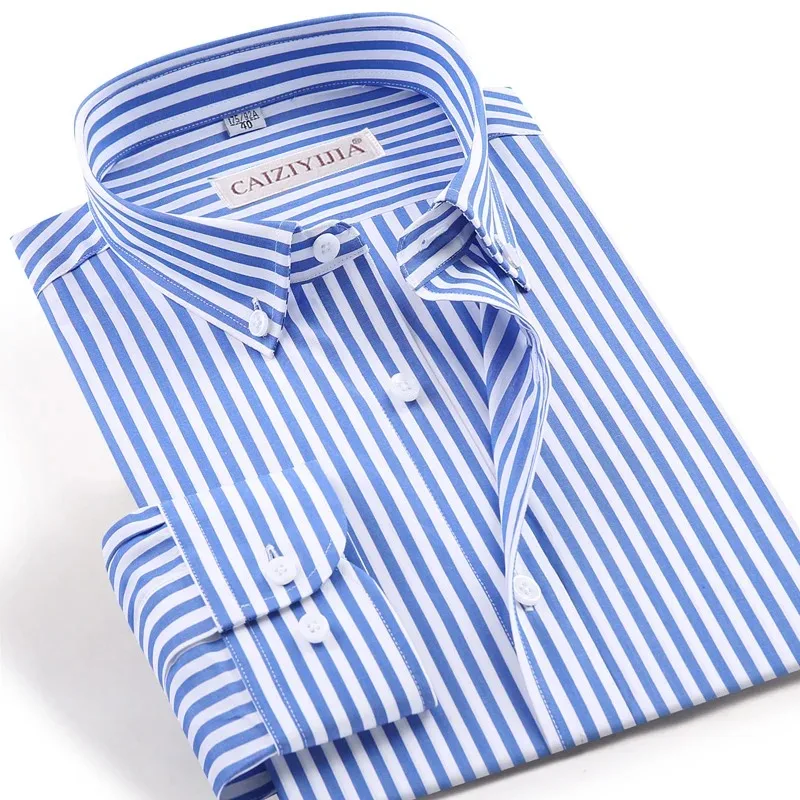 

Men's Easy Care Pinstriped Long Sleeve Shirt Wrinkle Free Versatile Casual Cotton Standard Fit Button Down Business Dress Shirts