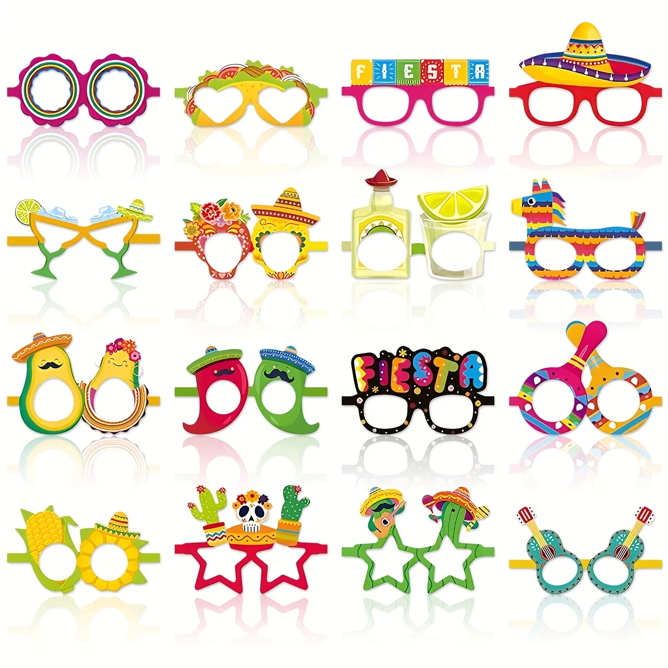 Decoraciones para Fiesta mexicana, gafas De papel, Taco, Cactus, piñata, Cinco De Mayo, disfraz, accesorios para fotomatón, suministros para Taco