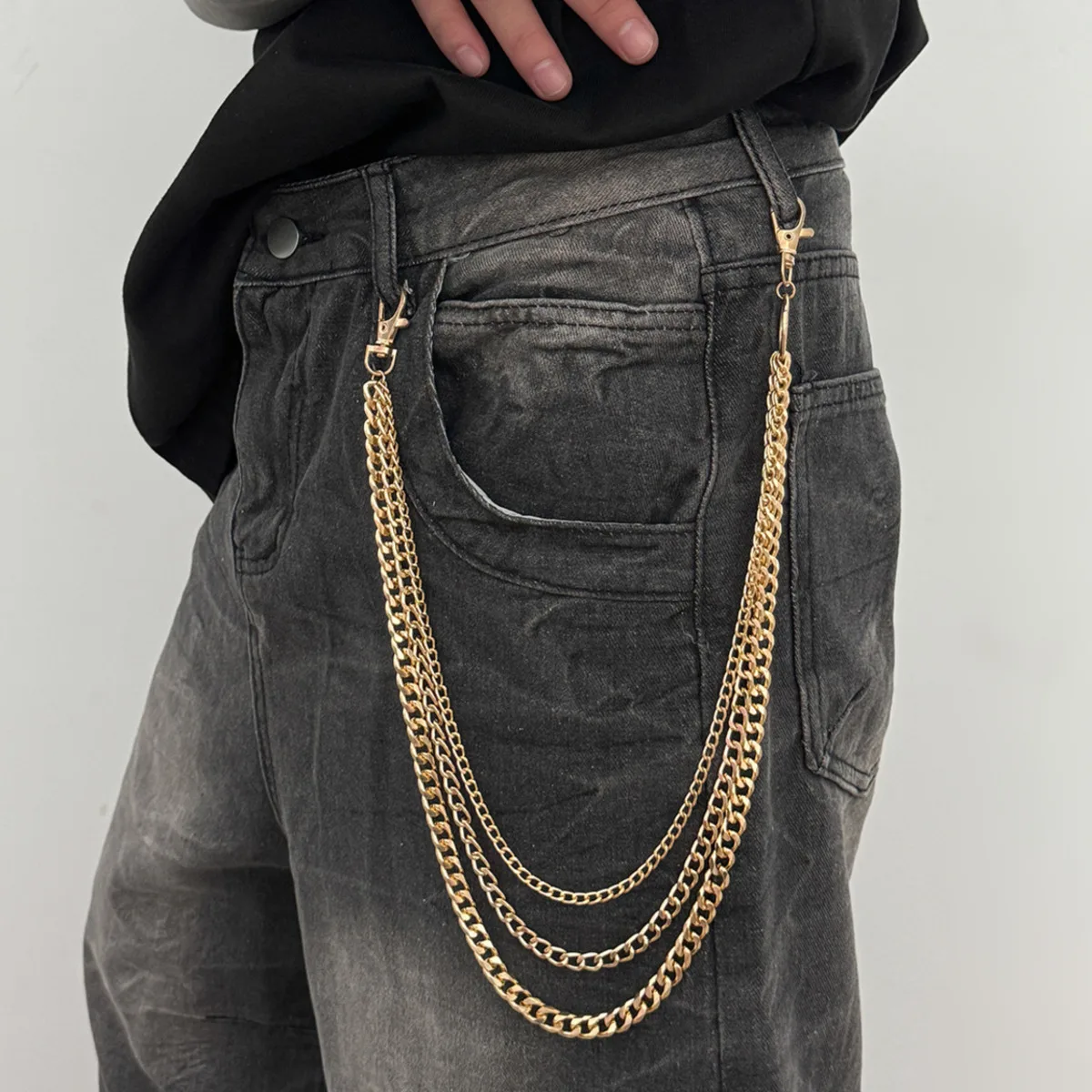 KunJoe Hip-Hop chaînes de pantalons en métal accessoires de jean pendentif Style Punk chaîne de taille multicouche pour hommes et femmes accessoires