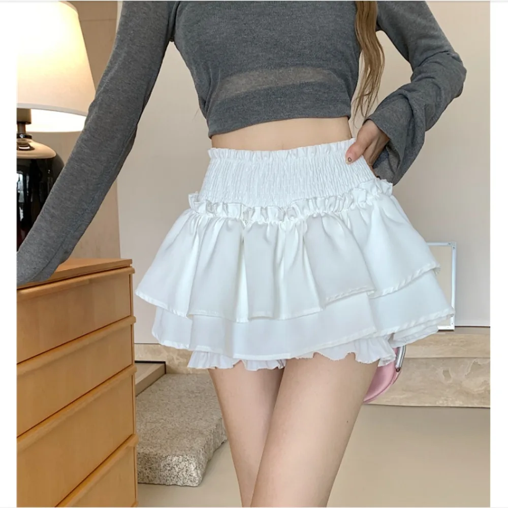 Fashion Spandex Ballet Style Skirt Stretchy High Waist Elastic High-waisted Skirt Elastic Shaggy Short Skirt Women