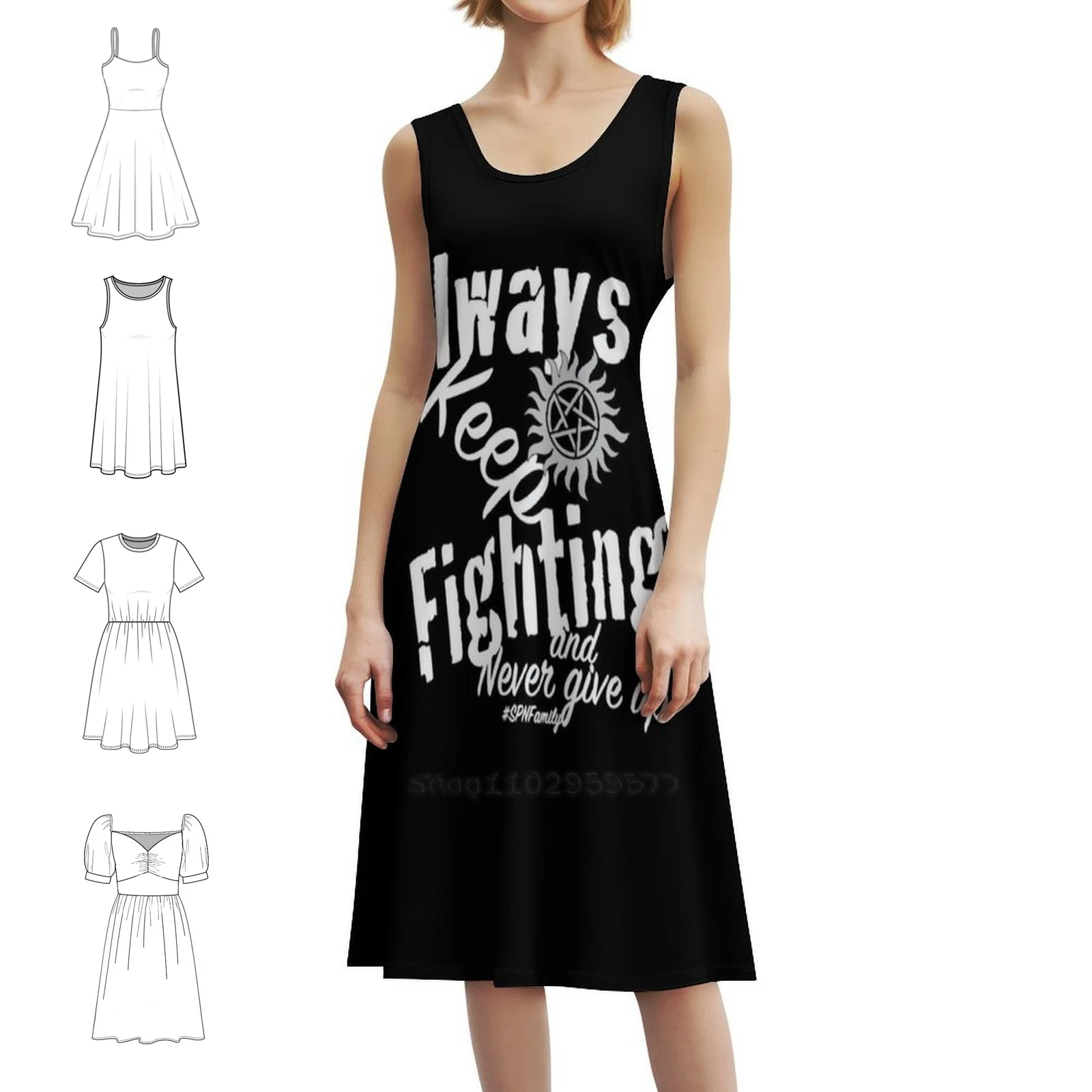 استمر في القتال فستان بوهيمي بدون أكمام متعدد الطباعات فستان حفلات عطلة الشاطئ دائمًا استمر في القتال جاريد باداليكي #1