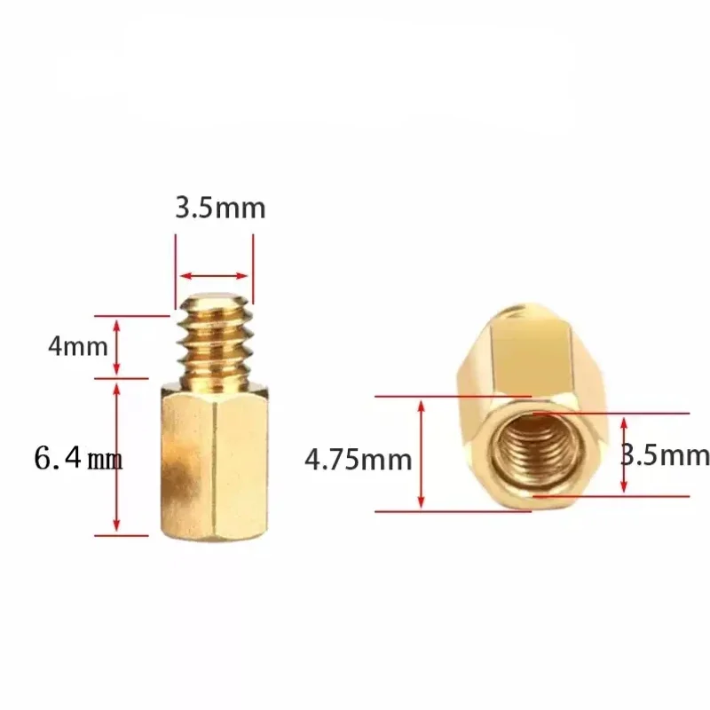 #6-32 Hex Brass Standoff Single-Headed Brass Stud for Computer Case Motherboard Screw Nut Spacer Support Pillar
