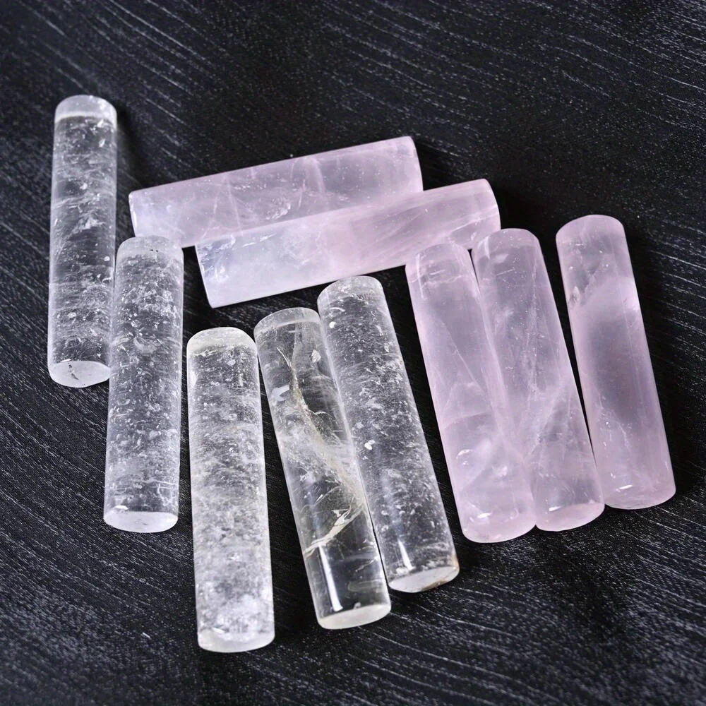 

1Pc multi-material crystal round wand, rose crystal, Clear Quartz crystal, Home Decoration, Polished Gift