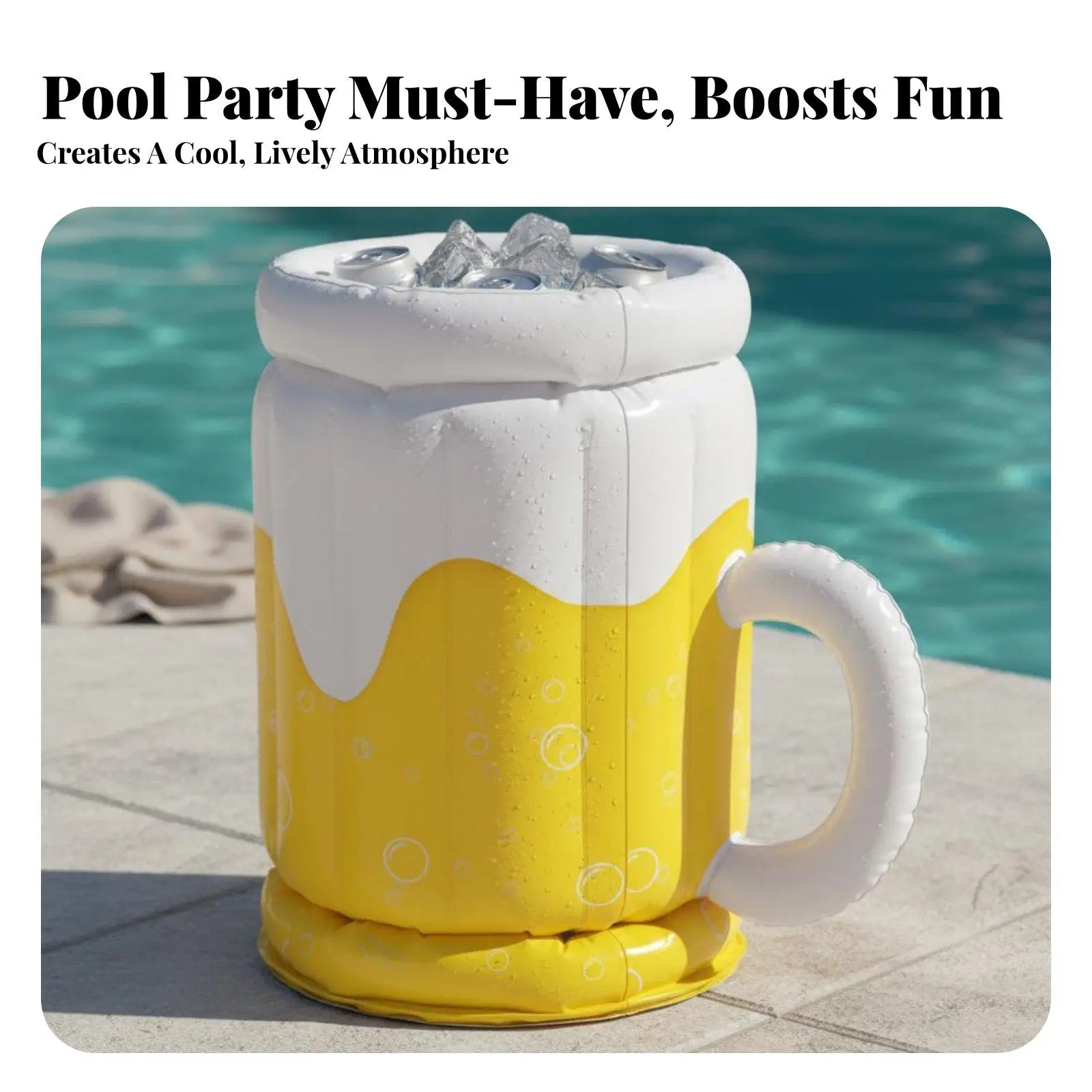 Inflatable Beer Mug Chiller Portable Giant Inflatable Beer Mug Keeps Drinks Cold Party Supply for Outdoor, Beach, BBQ