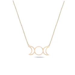 Stainless Steel  Triple Moon Goddess Sun Pentagram Hecate Necklaces Witch Luna Necklace Jewelry esotericos y brujeria