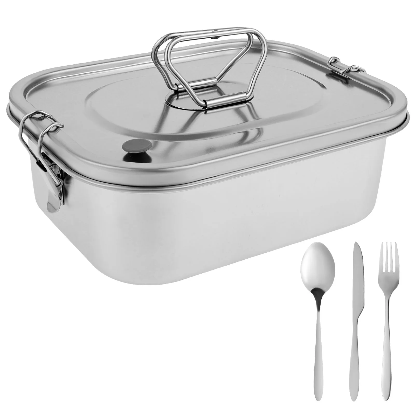 

Коробка для бенто из нержавеющей стали, металлический ланч-бокс, контейнеры для хранения еды с запираемыми зажимами, коробки для закусок для обеда для работы, школы