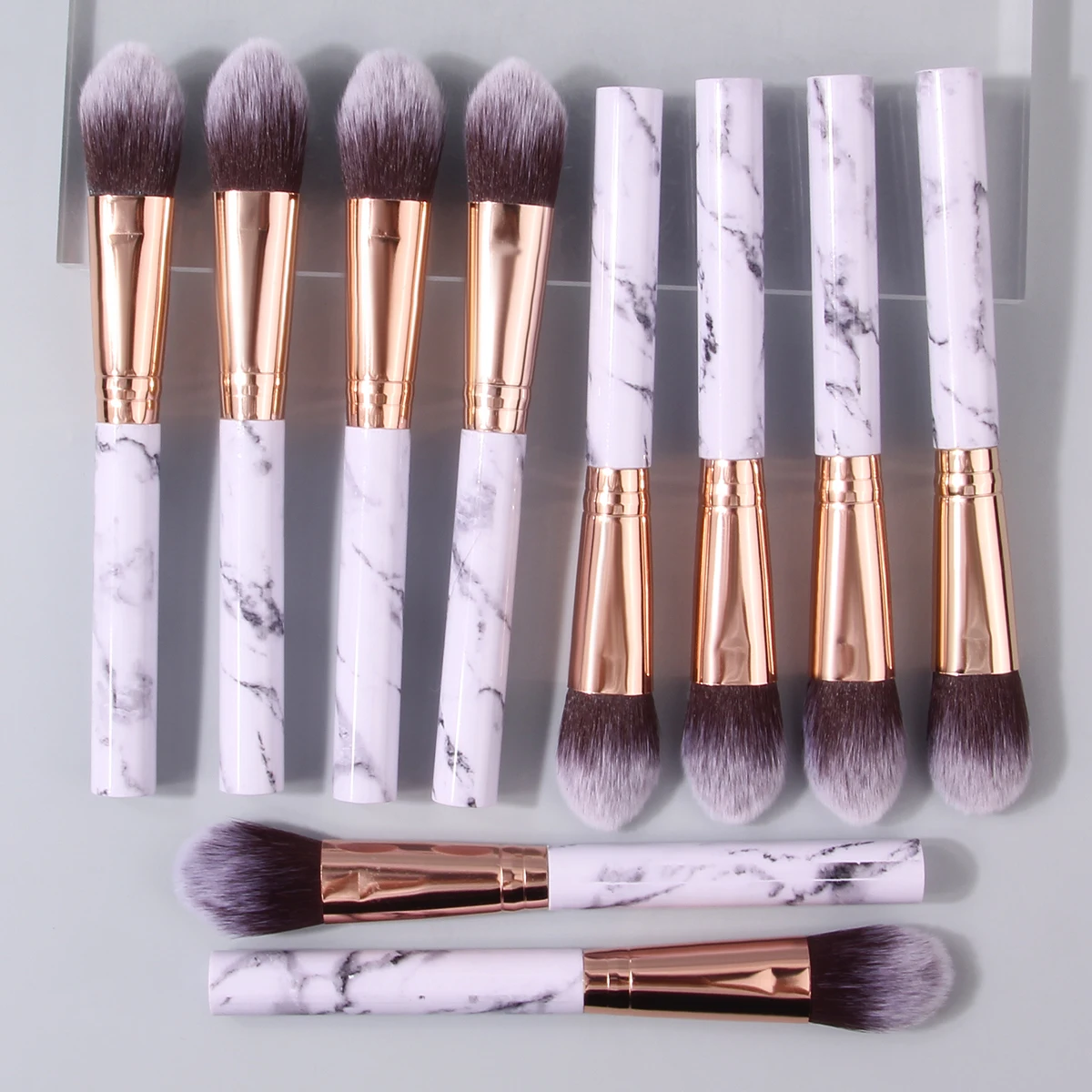 Ensemble de pinceaux de maquillage en marbre, 10 pièces, multifonctionnels, pour Blush, poudre à Condensation, pour surbrillance, ensemble complet d'outils de beauté