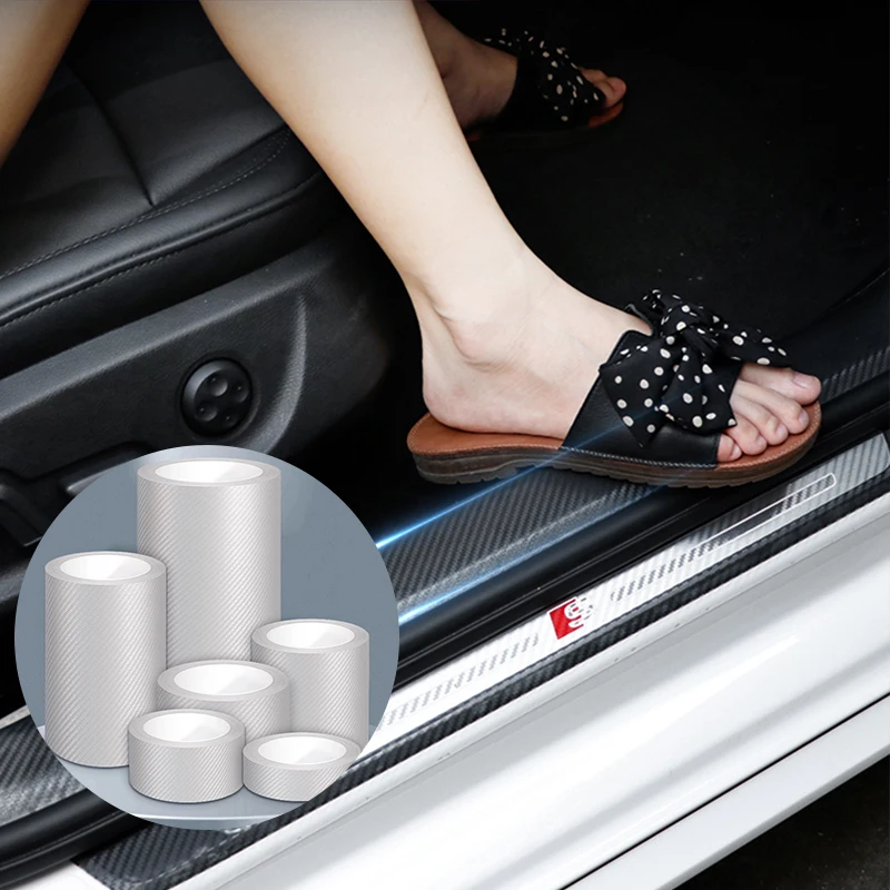 Transparent Carbon Fiber Car Door Threshold Protector UniversalAnti Scratch Car Bumper Protection Film Wear Resistant Waterproof