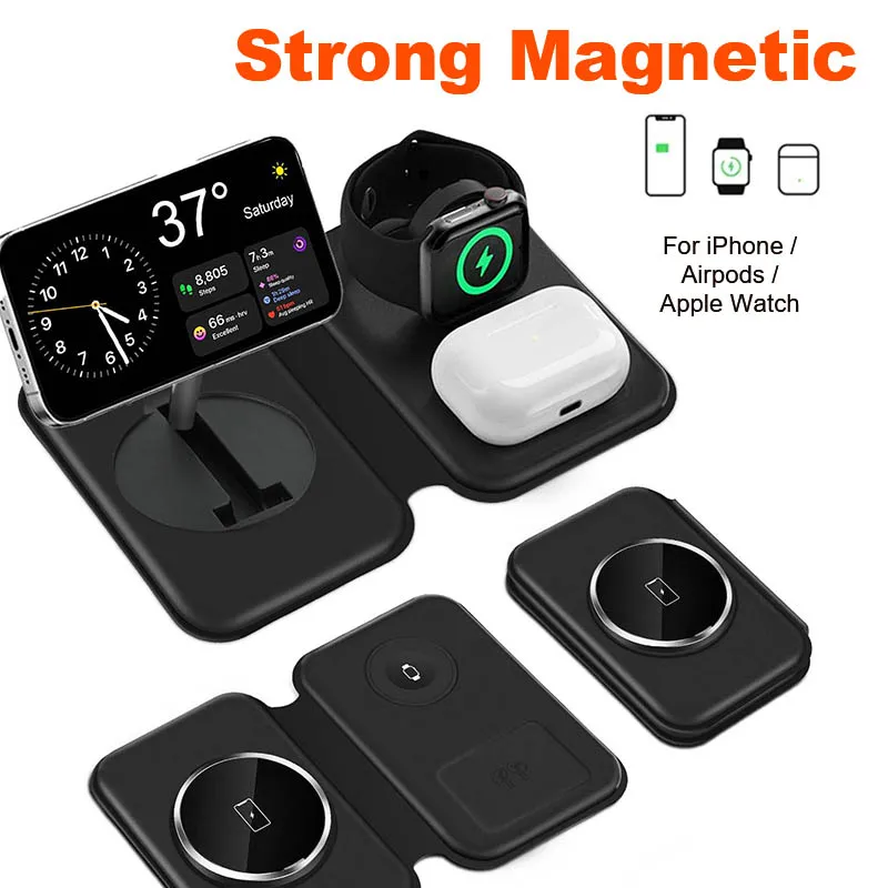 

3 In 1 Wireless Charger Stand Pad For iPhone 1514 13 Fast Charging Dock Station for Airpods Pro 2 3 IWatch 9 8 7 6 5 4 3 2