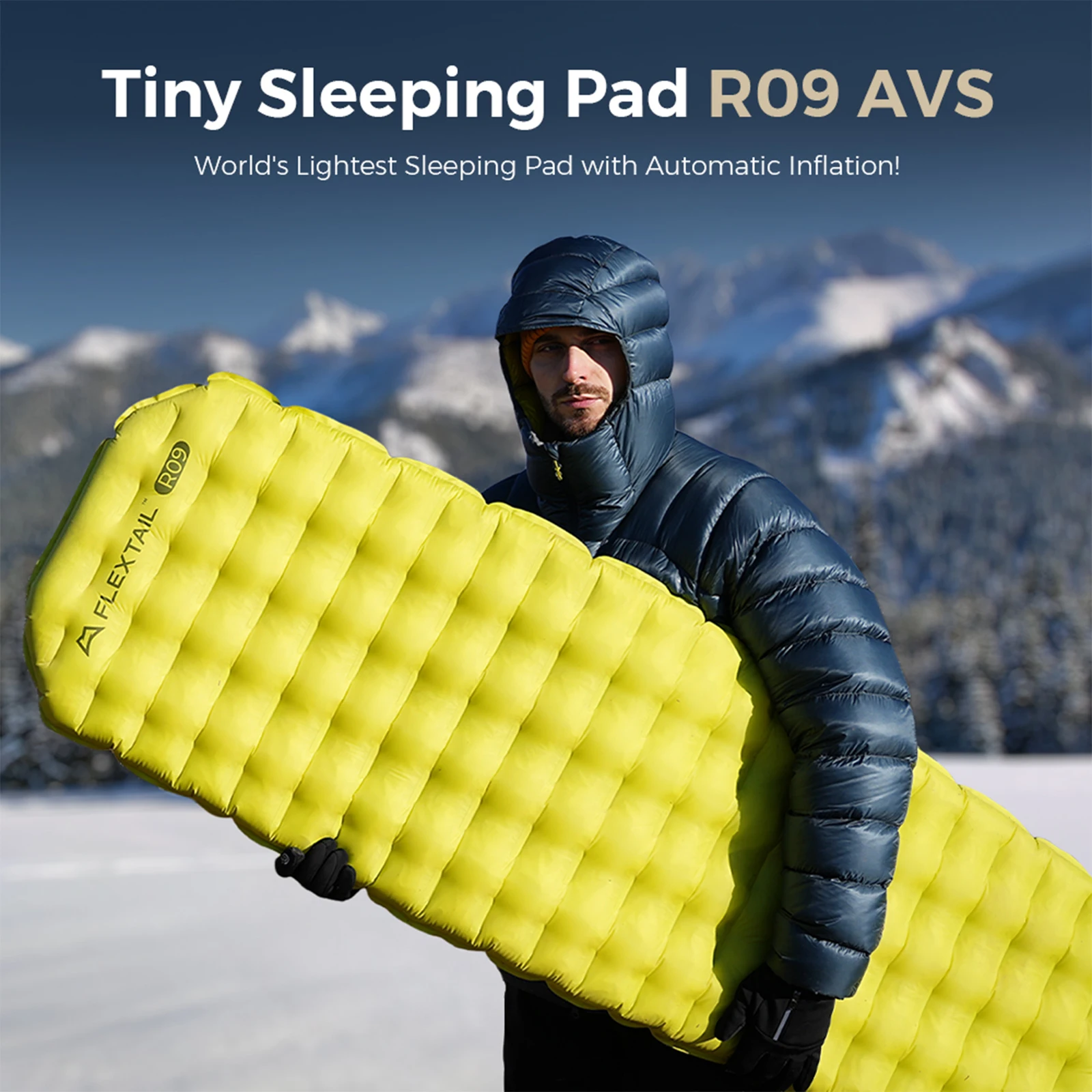 

FLEXTAIL TINY SLEEPING PAD R09 - Insulated Sleeping Pad with Built-in Pump, 9.4 R-Value, Automatic Inflation/Deflation, Air Mat