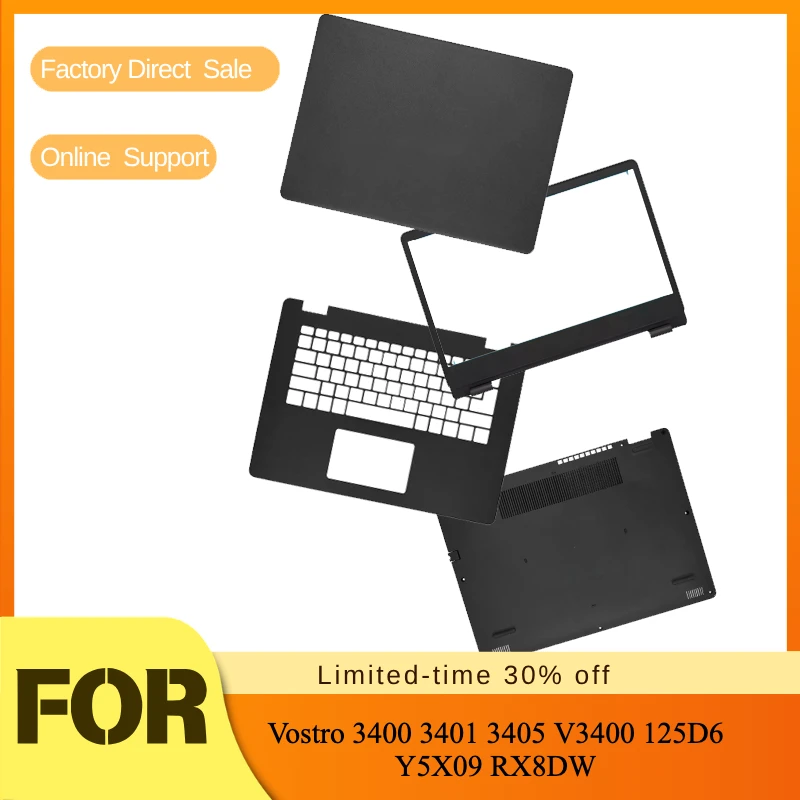 New Laptop LCD Back Cover / Front Bezel / Palmrest / Bottom Case For Dell Vostro 3400 3401 3405 V3400 125D6 Y5X09 RX8DW