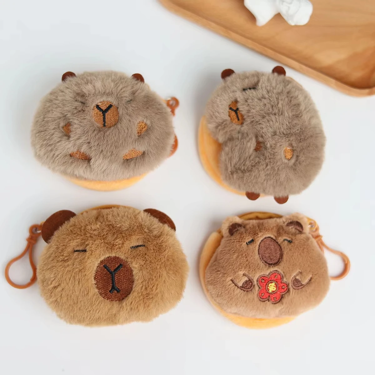 New Creative Capybara Anime Plush Coin Purse Keychain Kawaii Mini Coin Purse Keyring Cartoon Bags Key Pendant Christmas Gifts