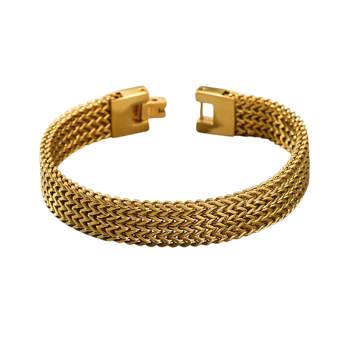 

Trendy Jewelry Titanium Steel Bracelet For Men Wide Braided Open Bracelets Trendy Versatile Wrist Accessories