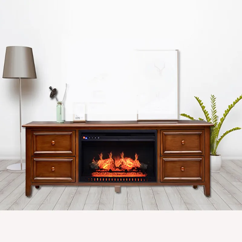 Fireplace American Country Retro Electric Fireplace TV Cabinet Nordic Solid Wood Fake Decorative Fireplace Minimalist Modern