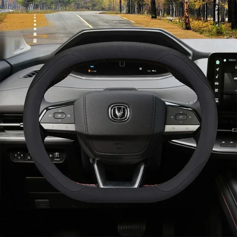 Steering Wheel Cover for Changan CS55 Plus Univ Uni-v High Quality Interior Car Decorative Accessories Genuine Leather Non-slip