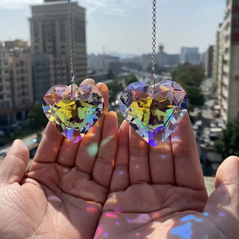 2 stuks kristallen zonvanger prisma, hangende zonvanger met glazen prisma, regenboogmaker voor raam, balkon, keuken, tuindecoratie