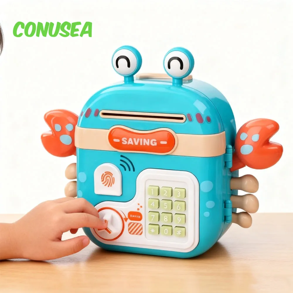 Kinder Elektrische Sparschwein Cartoon Krabbe Spardose Fingerabdruck Codes Passwort mit Musik Lichter Spardose Haus Spielen Kinder Spielzeug
