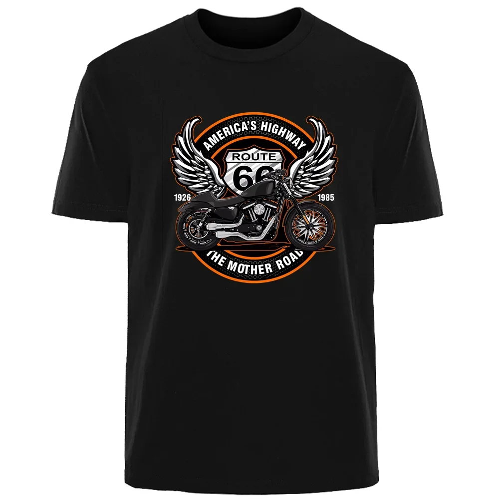 

Retro Route 66 Print Summer High Quality Men's 100% Cotton Breathable Sweat Absorbent T-Shirt Casual Fashion Men's Streetwear