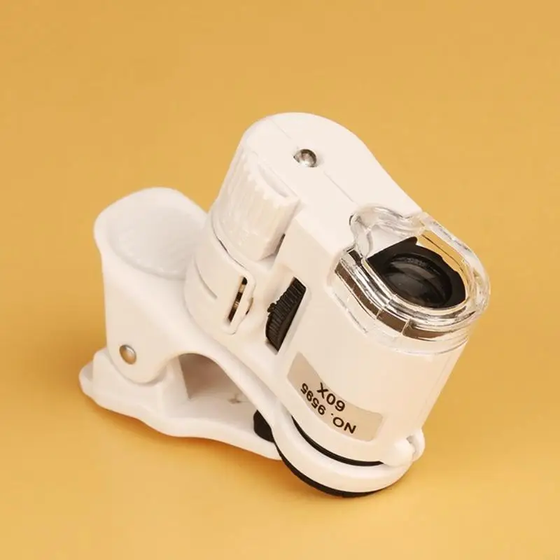 Clip Loupe Microscope 60x مع كاشف العملة للأشعة فوق البنفسجية LED Jewelry & Antique تقييم وصياغة وإصلاح المكبر N2UD