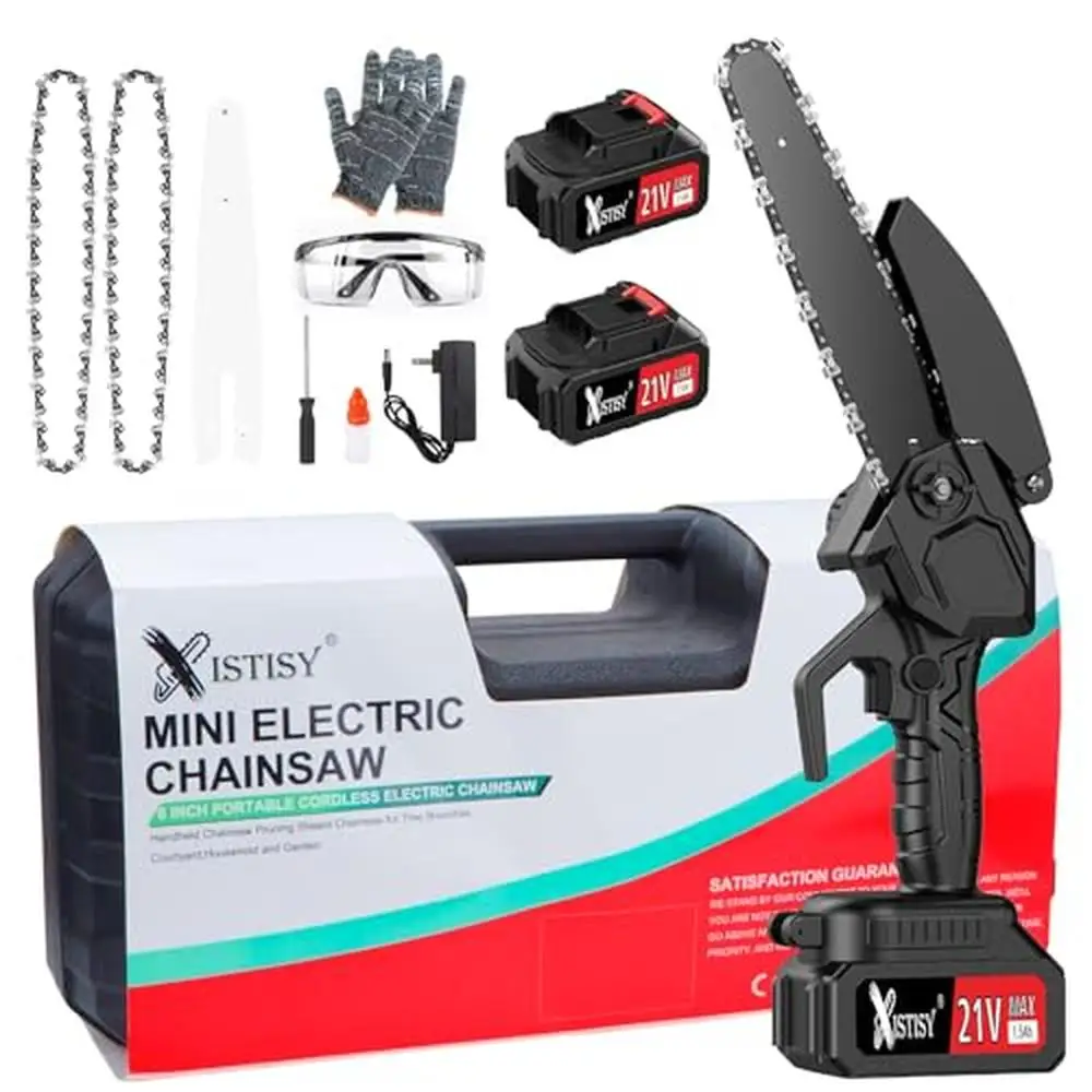 

6-Inch Cordless Mini Chainsaw Handheld Electric Chain Saw with 2 Rechargeable Batteries Perfect Wood Cutting Orchard Forest