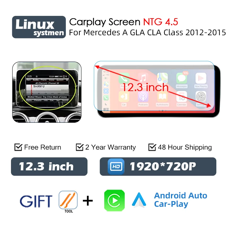 Linux Systeem Draadloze Carplay Android Auto Radio voor Mercedes Benz A CLA GLA W176 C117 X156 2012-2018 Auto Multimedia Speler BT