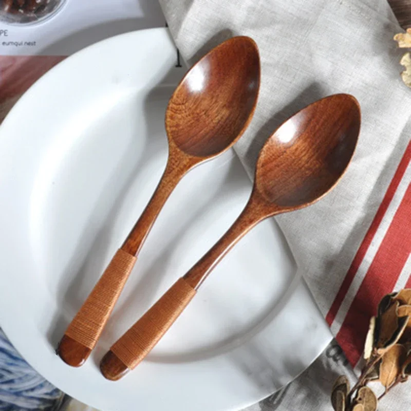 Coffee Wooden spoon Knitting Tool Condiment 2pcs Tableware Handle Catering 18.5*4cm Cooking Kitchen Utensil Practical