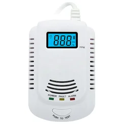 Gas Leak Detector Analyzer Carbon Monoxide Sensor LCD Digital Displayer Natural Gas 2 in 1 Alarm System,US Plug