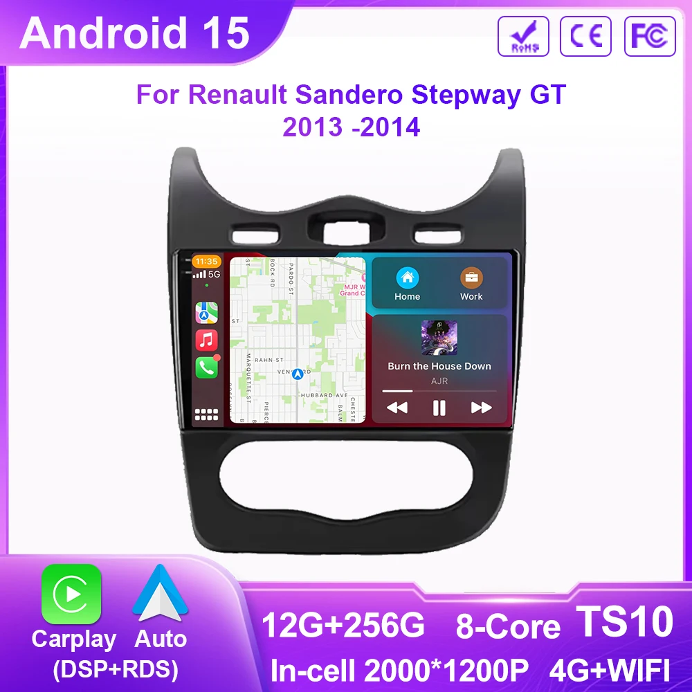 نظام التشغيل أندرويد لرينو سانديرو ستيبواي GT 2013 -2014 راديو السيارة ستيريو الوسائط المتعددة فيديو نظام تحديد المواقع والملاحة لاعب شاشة QLED BT WIFI #2