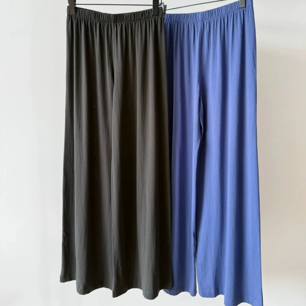 Pima Cotton Minimalist Loose Drape Wide-leg Pants