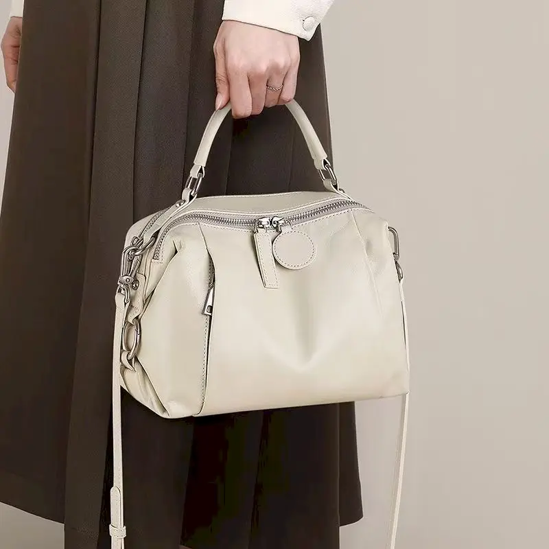 

Leather Crossbody Bags for Women Solid Korean Style Versatile Handbags Fashion Luxury Office Lady Female High Quality Boston Bag