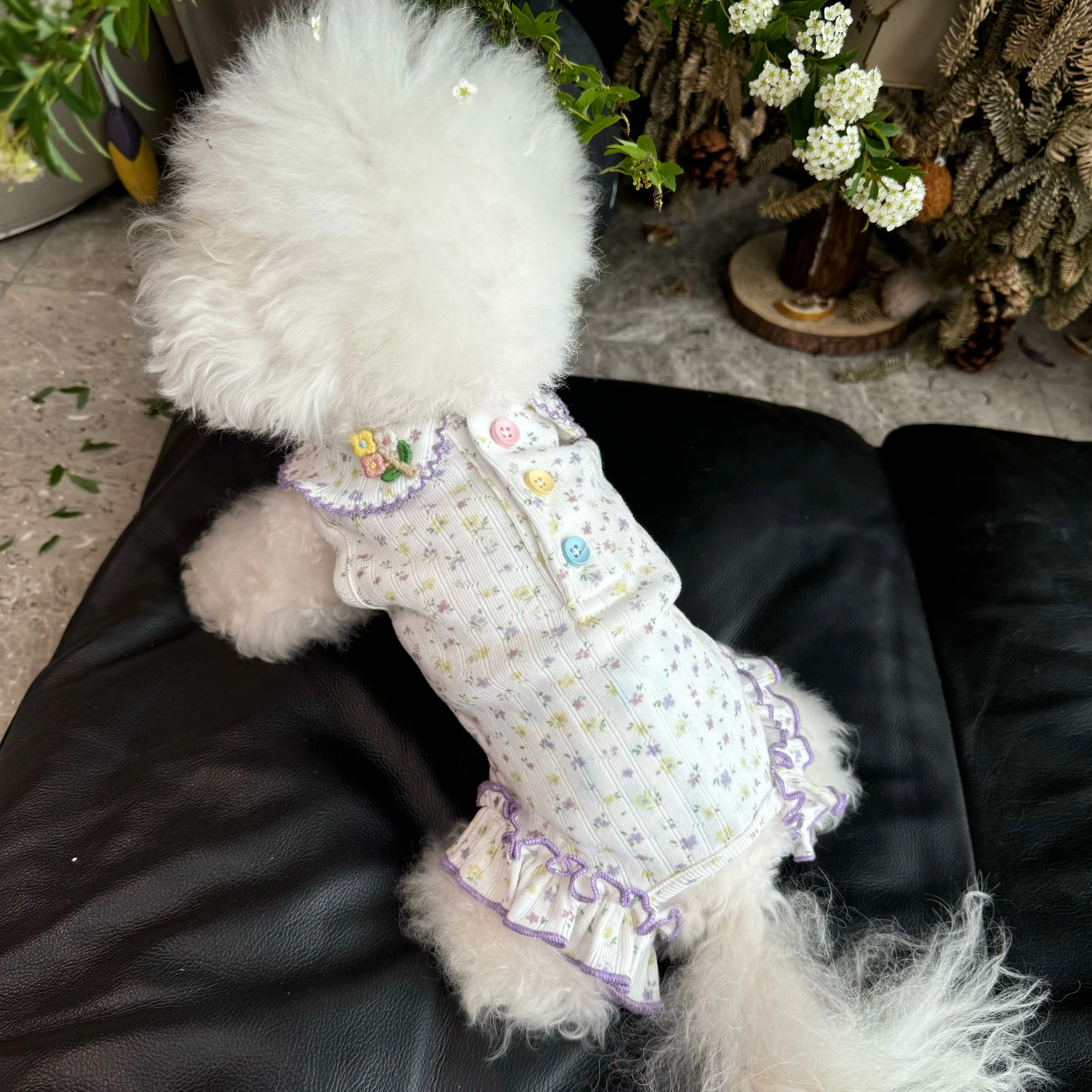 

2026 Spring New Puppy Dog Clothing Floral Print Four Feets Jumpsuits For Small Medium Dog Fashion Casual Home Wear Pet Clothes