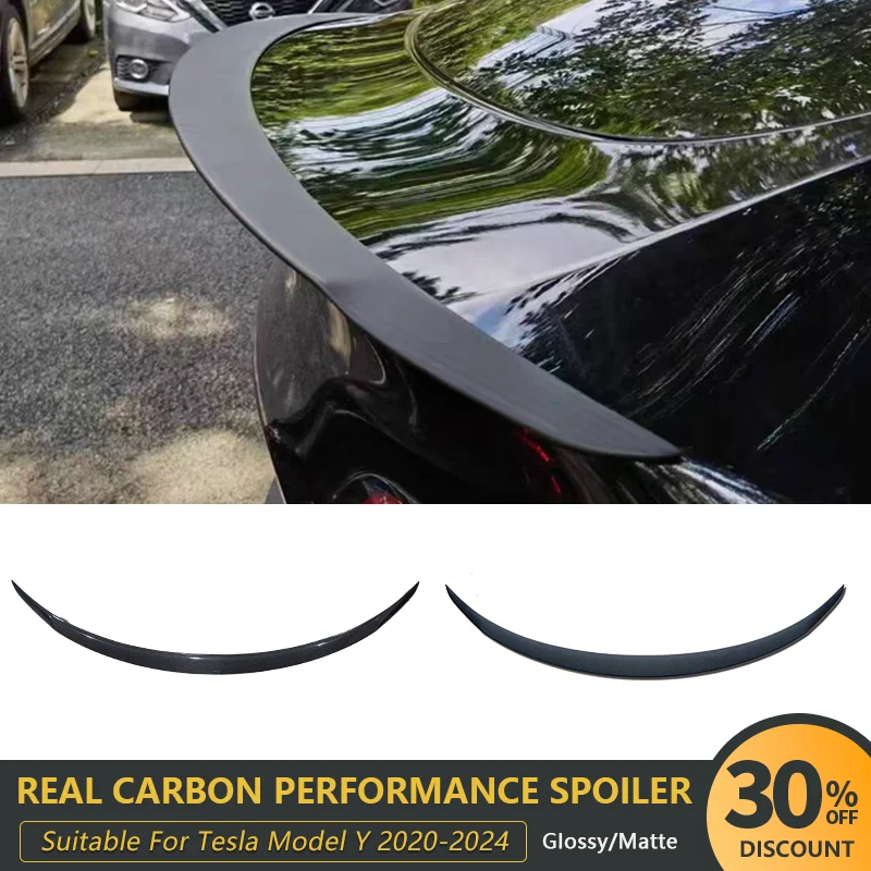 For Tesla Model Y 2020-2024 Rear Trunk Lid Wing Plaid Musk New Performance Version Real Carbon Fiber Spoiler Auto Accessories