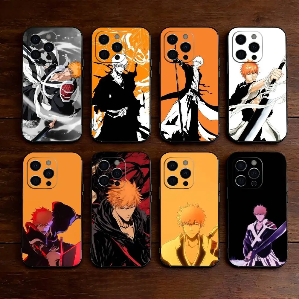 Anime I-Ichigo K-Kurosaki  Phone Case For iPhone 17,16,15,14,13,12,11 Plus,Pro Max,XS,Soft Silicone Black Cover