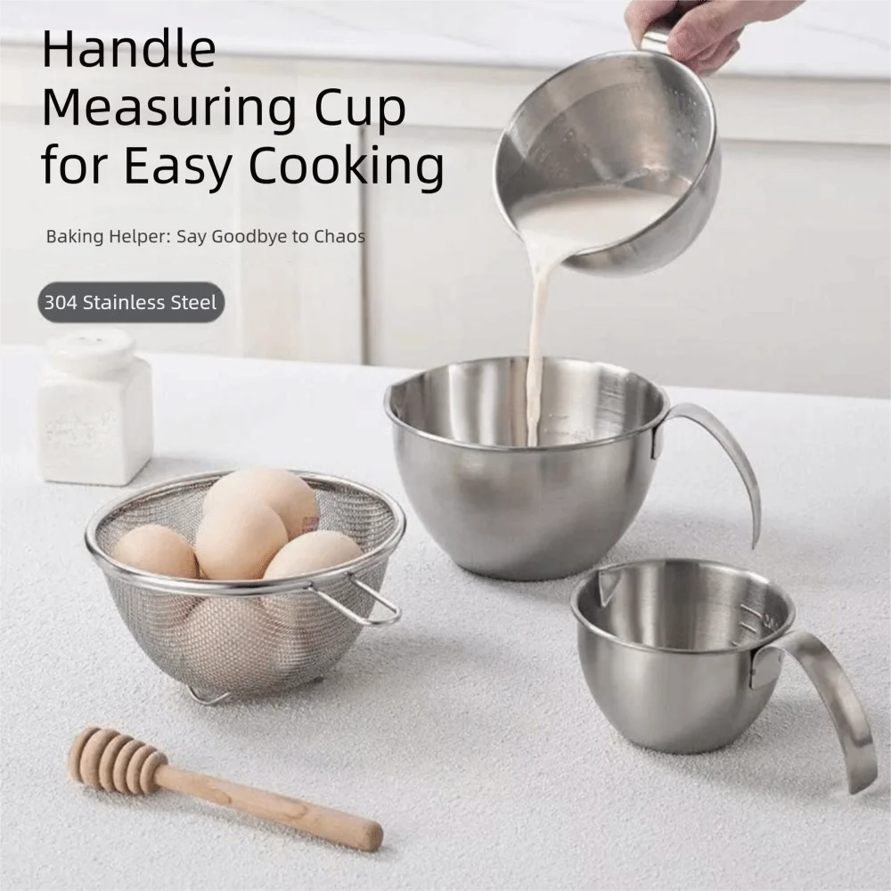 Stainless Steel Colander Basin with Scale Household Measuring Spoon Set Silver Double Layers Vegetable Washing Basin Kitchen - view 5