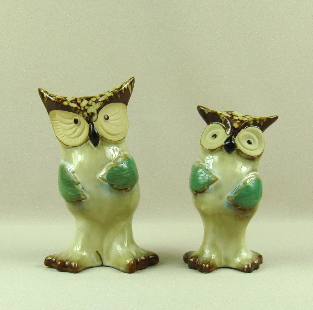 Kawaii Porcelain Owl Figurines Handmade Ceramics Nightjar Miniatures Fatherhood Decoration Gift and Craft Ornament Accessories